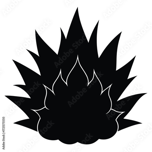 Black and white fire illustration
