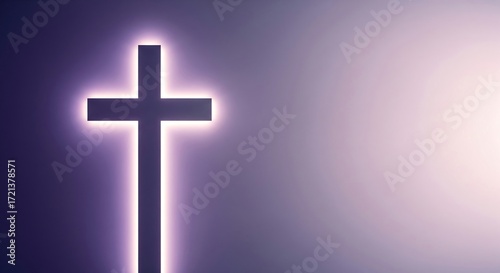 Minimalist Cross Glow A peaceful depiction of a minimalist glowing cross silhouette on a soft gradient backdrop