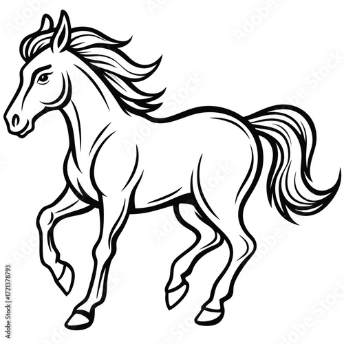 Illustration of a horse, running gracefully
