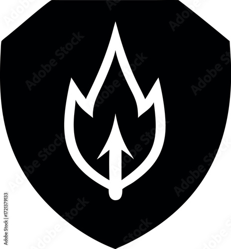 Shield with fire icon. flat design. Protection from fire or fire protection or protect from heat icon.