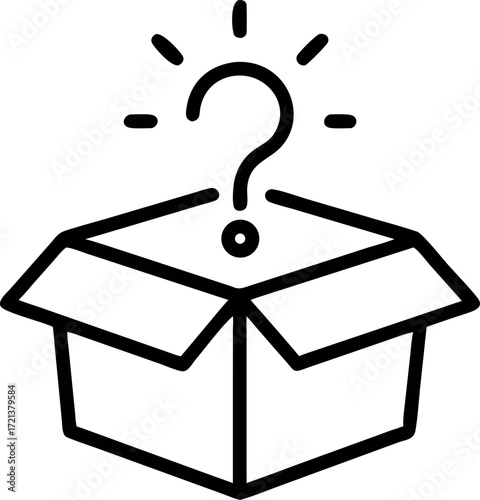 question box icon line vector design, Mystery box icon outline vector