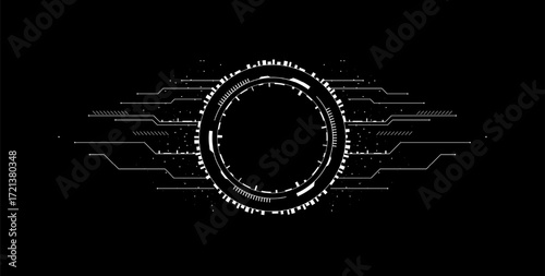 Dynamic circular interface with futuristic elements, representing technology and digital innovation.