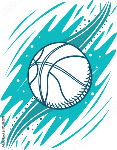 Teal abstract background with basketball graphic and dynamic lines sport game