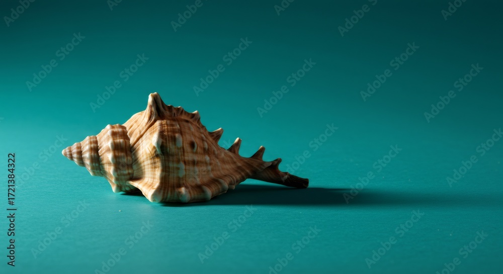Fototapeta premium Seashell on Teal Background