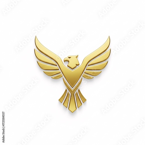 A golden geometric eagle with outstretched wings,
