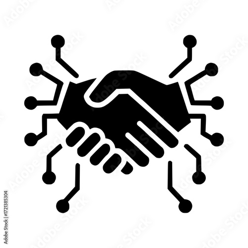 Vector handshake with digital circuit design, digital agreement, and technology partnership concept