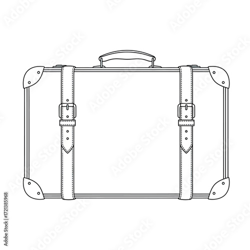 Minimalist Suitcase Vector Illustration with Strap Detail and Outline Style
