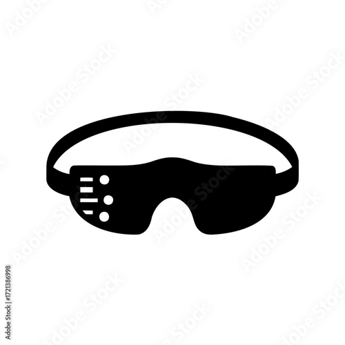 High contrast black and white image of futuristic augmented reality glasses