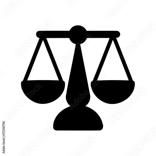 Simple and elegant balance scale icon in black and white design style