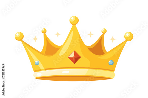 A regal and elegant golden crown hangs in mid-air against a pure and crystal-clear background, exuding a sense of supremacy and majesty.Royal Crown
