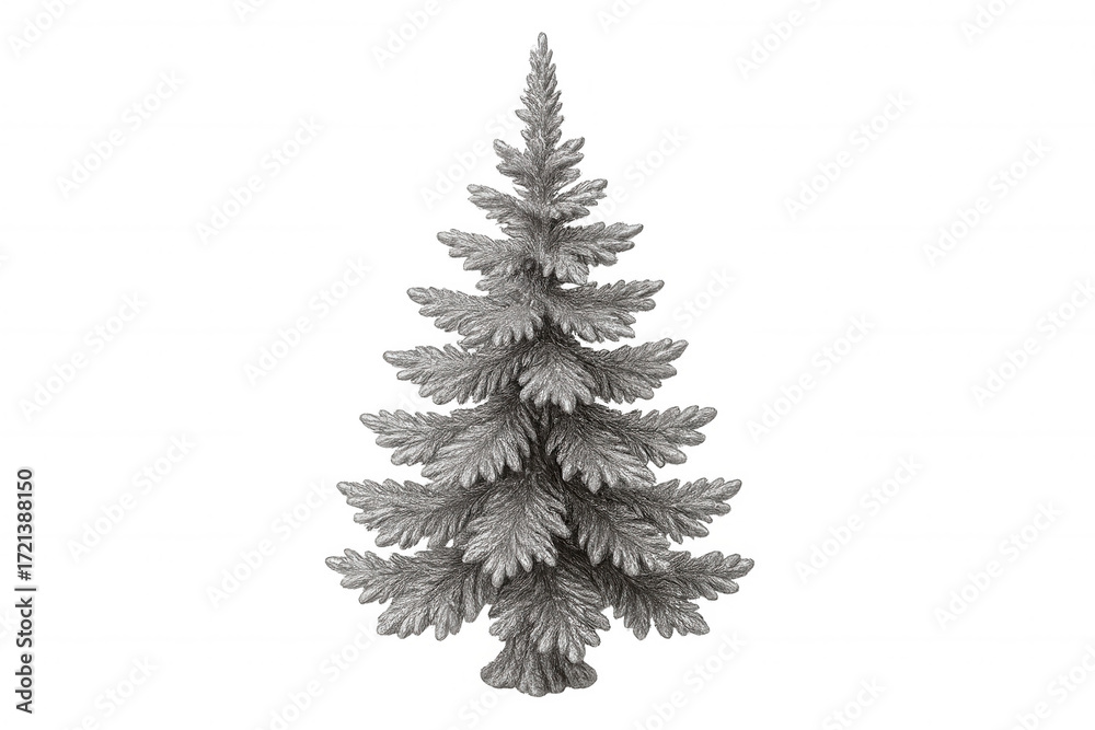 Fototapeta premium Silver christmas tree decorating holiday celebrations, winter design with festive fir branches in metallic texture
