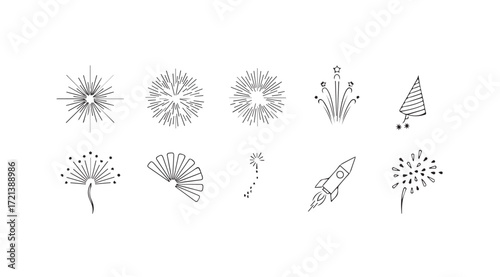 Collection of delicate botanical line art silhouettes of various plants and flowers