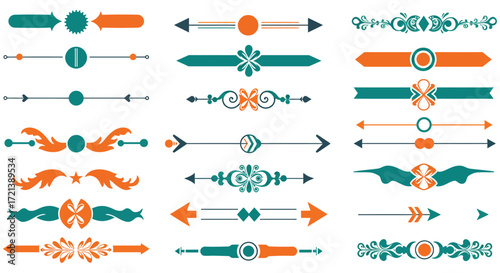 Collection of decorative design elements and ornate vector dividers presented here