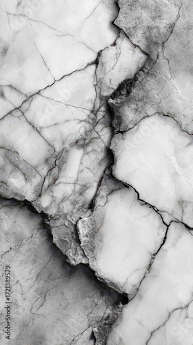 Marble surface showcasing intricate patterns and textures in black and white tones