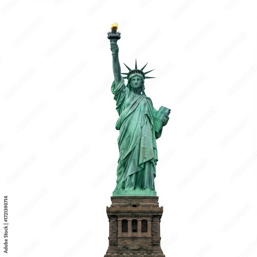 Fototapeta premium Front view of Statue of Liberty New York isolated on white background.