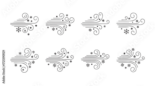 Collection of eight decorative ornamental corner elements in a black silhouette