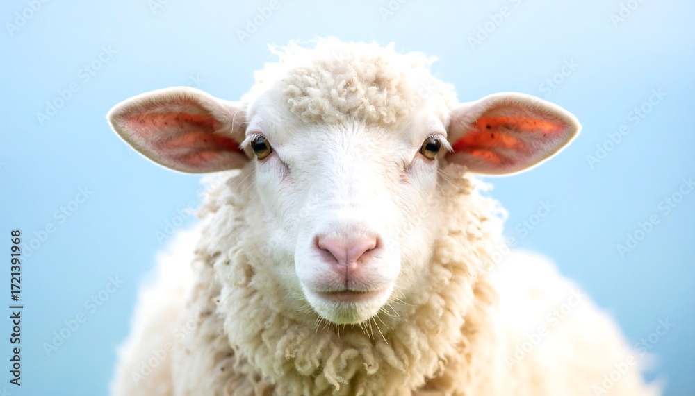 Fototapeta premium Close-up of a fluffy white sheep