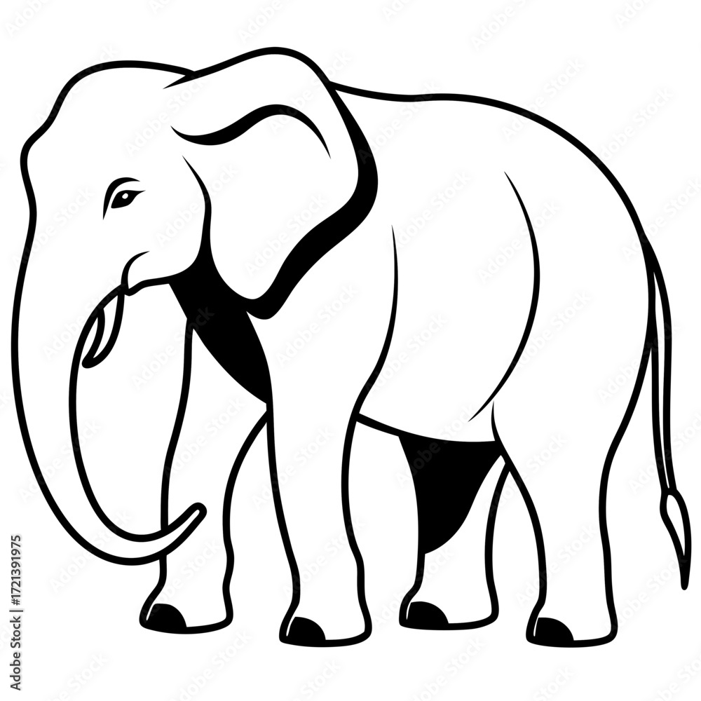Obraz premium Minimalist Elephant Silhouette Line Drawing