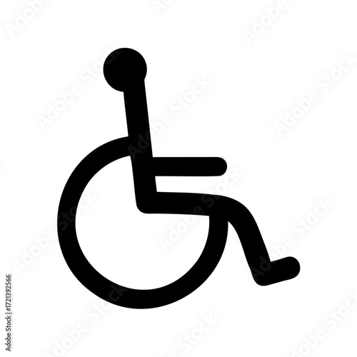 A minimalistic black wheelchair icon symbolizing accessibility and inclusion for disabled individuals