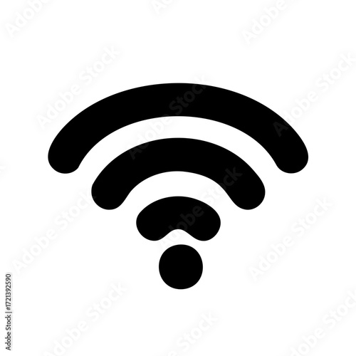 Black and white illustration of a wifi symbol with connectivity waves