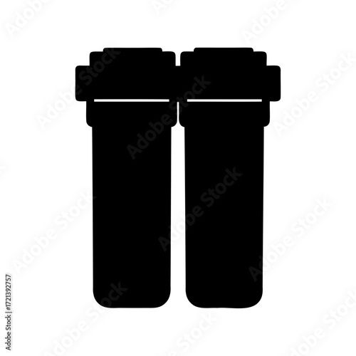 Silhouette of two water filter housings used for water purification system