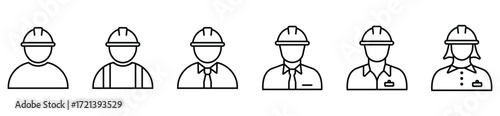 Construction Worker Vector Icon in Hard Hat