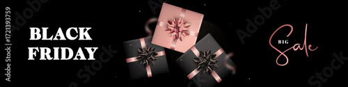 Elegant gift boxes with festive ribbons highlight excitement of holiday sales