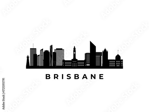 Vector Brisbane skyline. Travel Brisbane famous landmarks. Business and tourism concept for presentation, banner, web site.