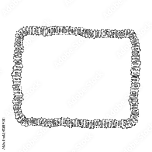 Ornate rectangular frame constructed from small repeating decorative elements resembling vertebrae or segments of a spinal column.