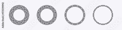 Set of intricate celtic and viking style circular frames, perfect for design or decoration.