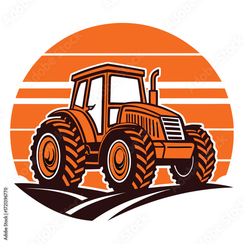 Modern farmer driving a tractor on the field isolated on white background agriculture machinery for cultivation of land and harvesting farming and rural lifestyle