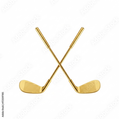 Wallpaper Mural Two gold golf clubs crossed over each other, suspended in the air, Torontodigital.ca