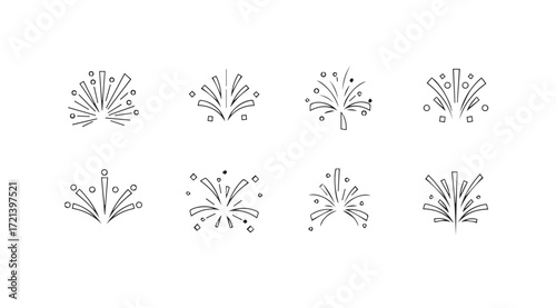 Collection of eight decorative floral ornamental elements silhouette