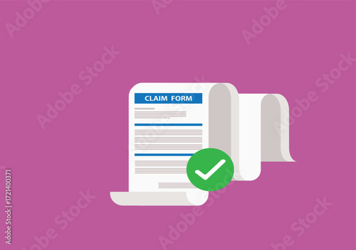 Clipboard claim form. Approved.Online claim form. Vector illustration
