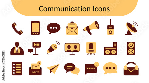 Communication Icons A Set of 24 Flat Design Icons