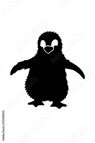 Simple Black and White Cartoon Penguin Standing

