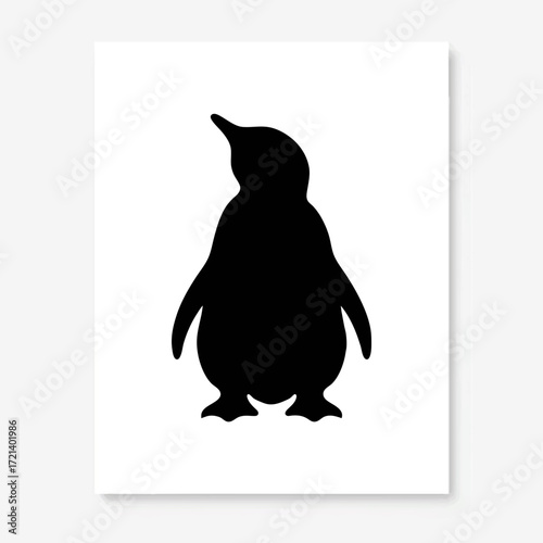 Simple Black and White Cartoon Penguin Standing

