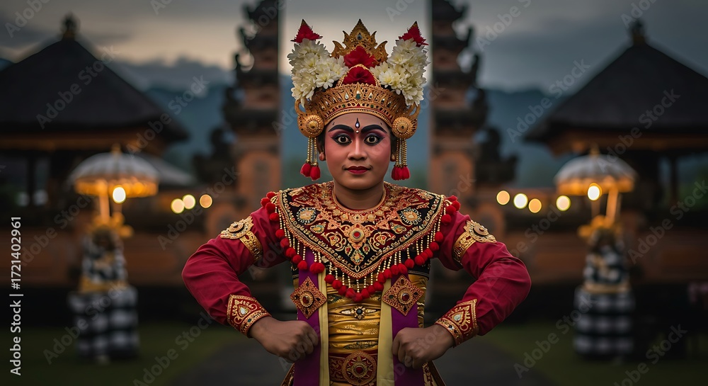 Obraz premium Woman in Traditional Costume Performing Cultural Dance