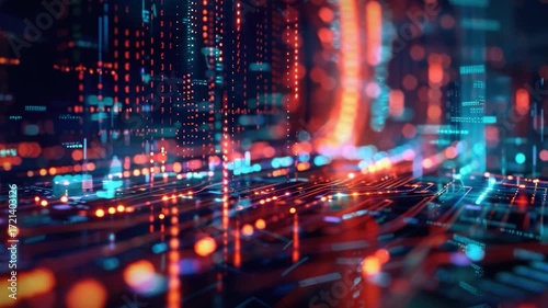 Wallpaper Mural A busy cityscape at night with many streetlights and building lights, ideal for use in illustrations about urban life or nighttime scenes Torontodigital.ca