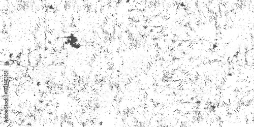 Distressed black texture. Dark grainy texture on white background. Dust overlay textured. Grain noise particles. Rusted white effect. Grunge design elements. Vector illustration, EPS 10.