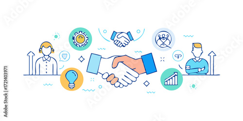 Collaboration banner web icon vector illustration concept for teamwork and working together with icon of support, teamwork, communication, trust, handshake, motivation, inspiration, and success .icon