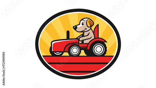 A modern logo design featuring a tractor on a field, representing sustainable agriculture and ecofriendly farming practices isolated on white background