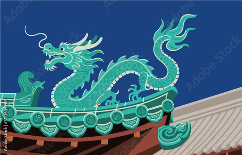 Chinese style architecture and scenery, vector graphics
