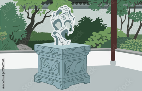 Chinese style architecture and scenery, vector graphics
