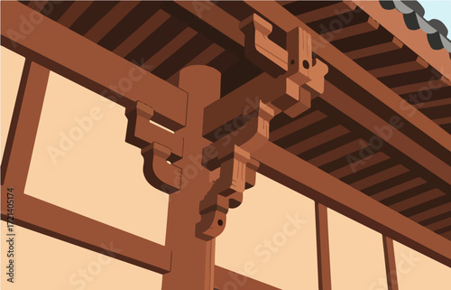 Chinese style architecture and scenery, vector graphics
