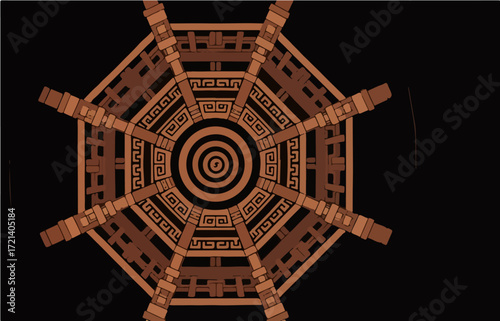 Chinese style architecture and scenery, vector graphics
