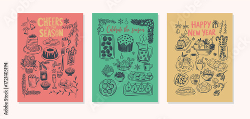 A Celebration of Festive Treats and Joyful Gatherings: Illustrative Art Capturing Seasonal Delights for Cheerful Occasions