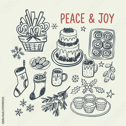 A Festive Collection of Treats and Decorations Capturing the Spirit of Celebration, Bringing Peace and Joy to the Holidays