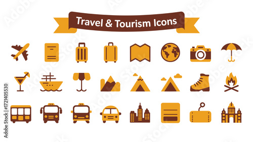Travel and tourism icons a comprehensive set for your projects