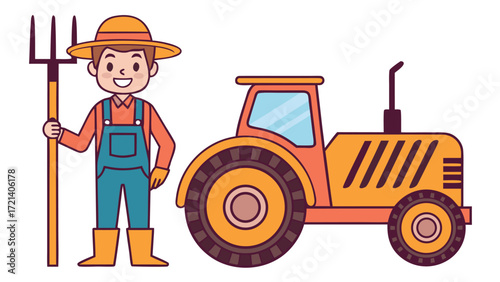 Black tractor vector illustration isolated on white background farm vehicle, agricultural machinery, farming equipment, rural transport, countryside